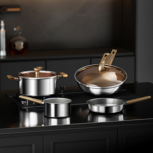 三层钢钛锅四件套